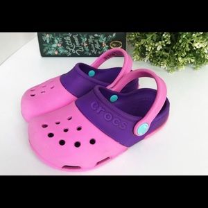 Girls pink and purple Crocs